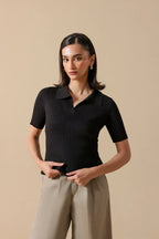Sweater Knit Polo Shirt