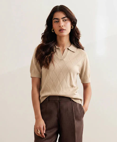 Sand Diamond Knit POLO (Women)