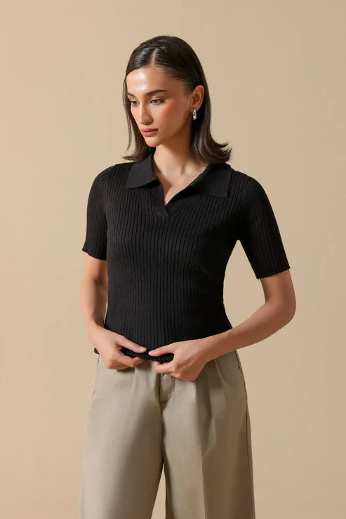 Sweater Knit Polo Shirt