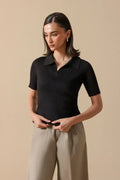 Sweater Knit Polo Shirt