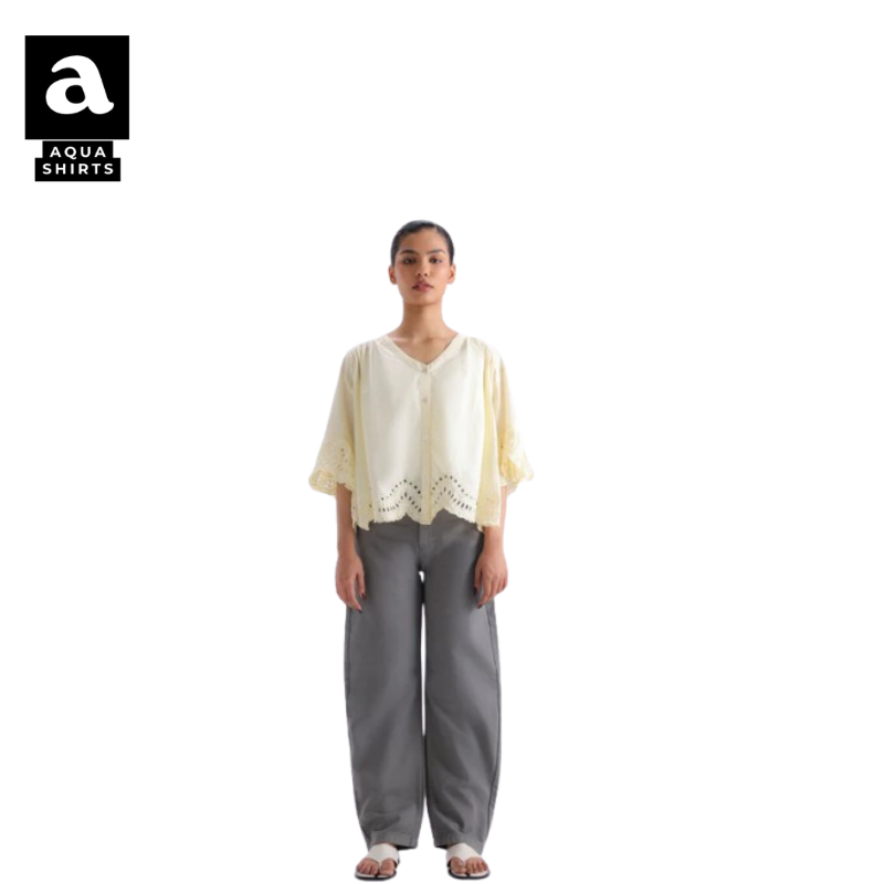 Cropped Schiffli Shirt