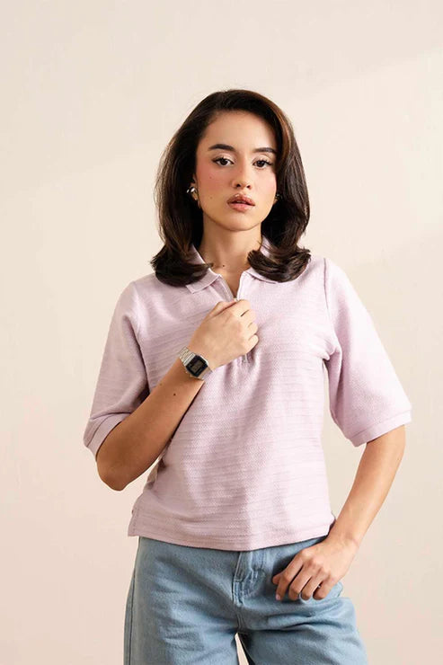 Lilac Knitted Zip POLO (Women)