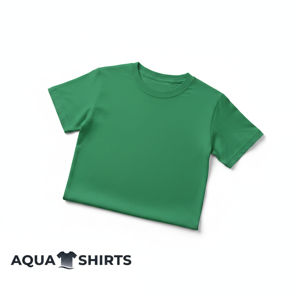 Boys Classic Green Cotton T-Shirt on white background - Aqua Shirts