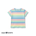 Girls Pastel Striped Cotton T-Shirt on white background - Aqua Shirts