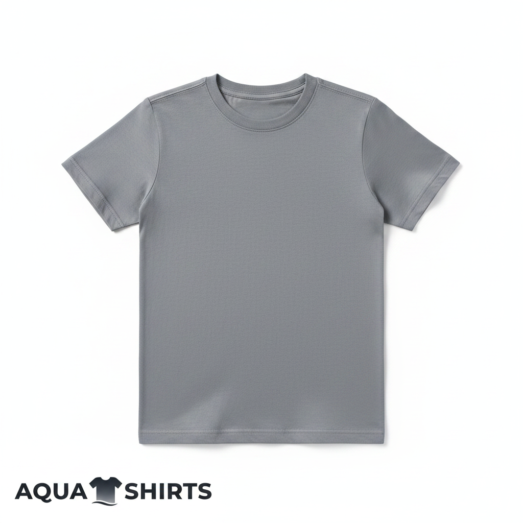Boys Classic Grey Cotton T-Shirt on white background - Aqua Shirts