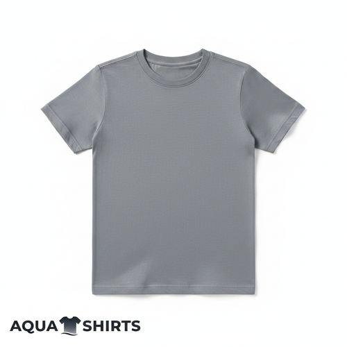 Boys Classic Grey Cotton T-Shirt on white background - Aqua Shirts