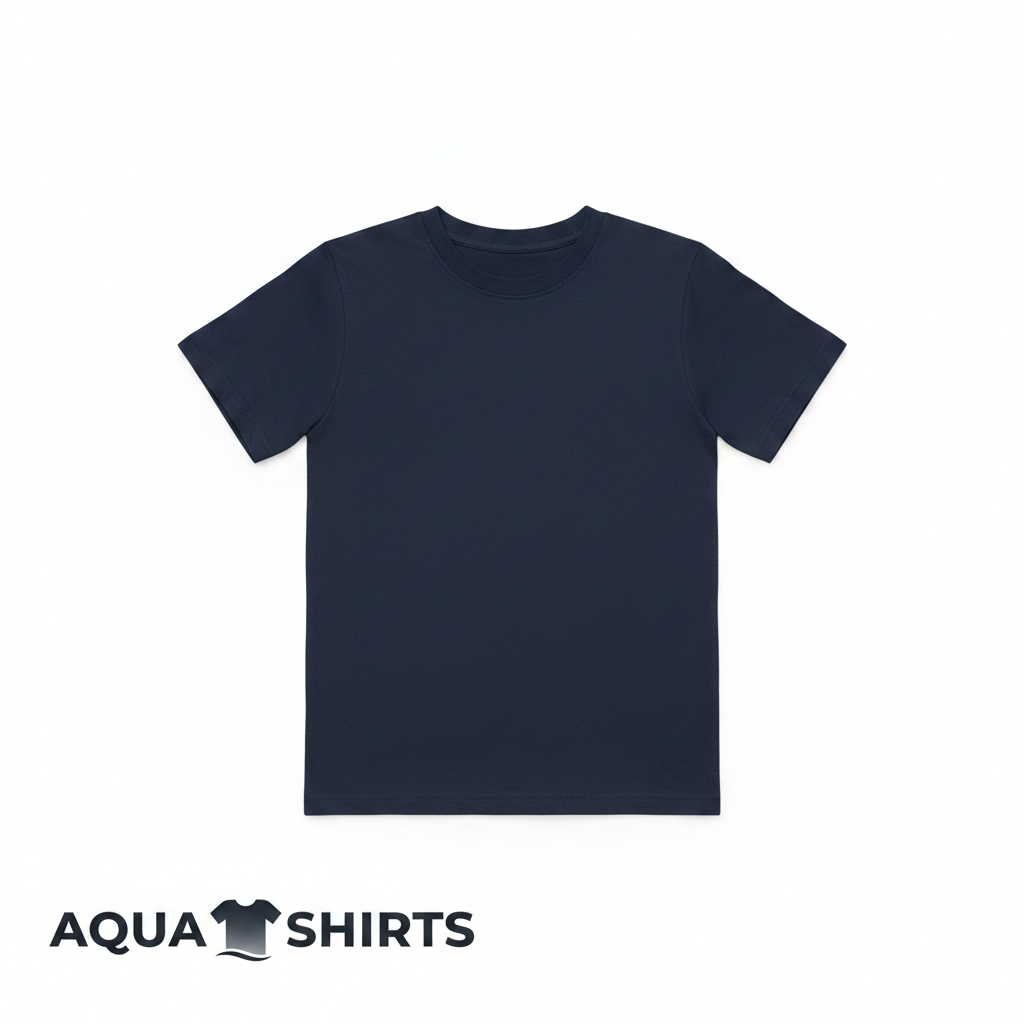 Boys Classic Navy Cotton T-Shirt on white background - Aqua Shirts