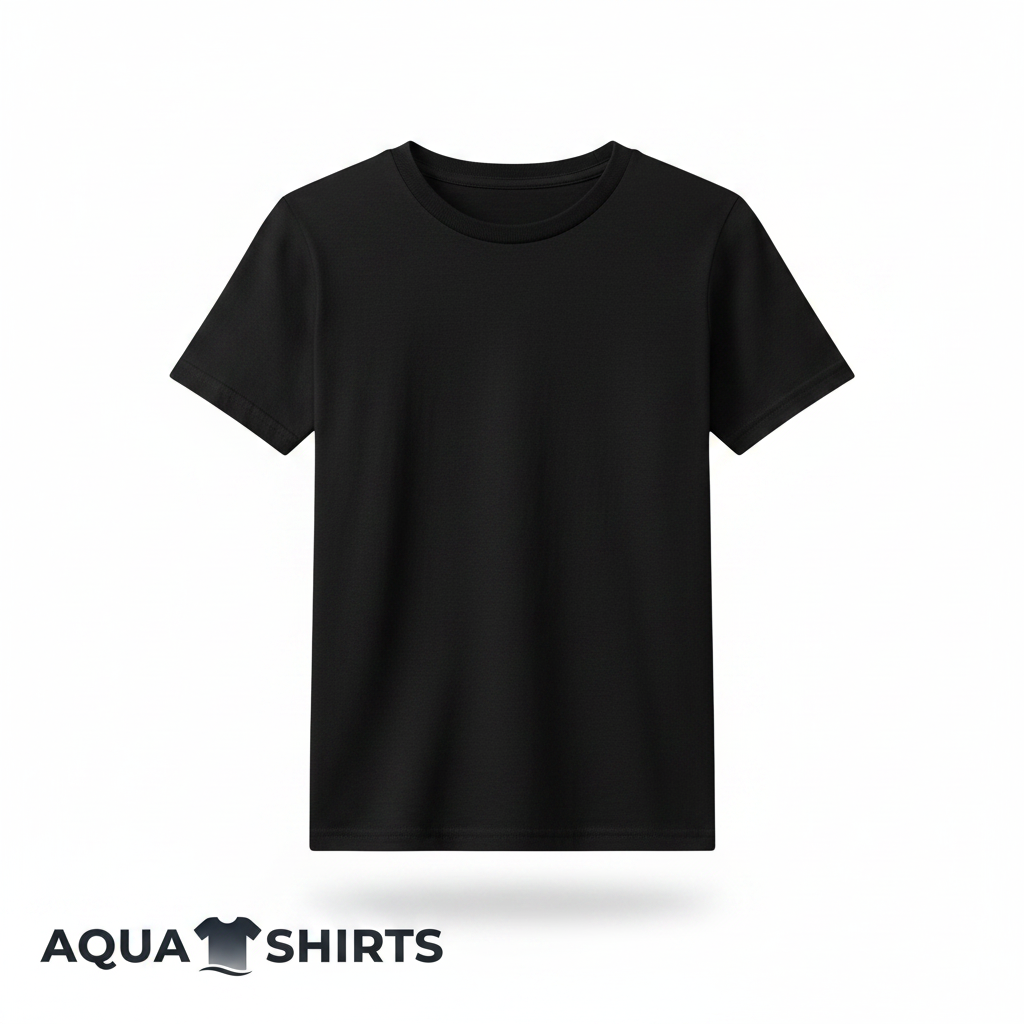 Boys Classic Black Cotton T-Shirt on white background - Aqua Shirts