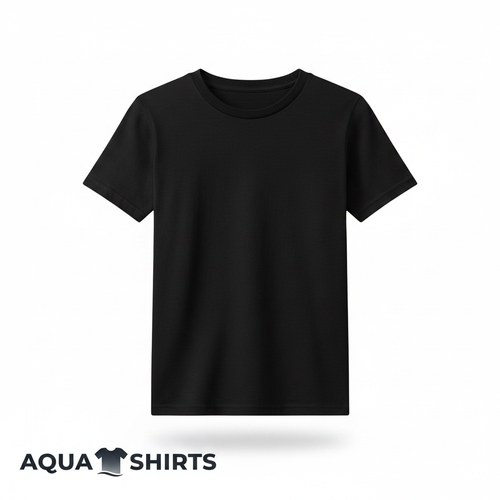 Boys Classic Black Cotton T-Shirt on white background - Aqua Shirts