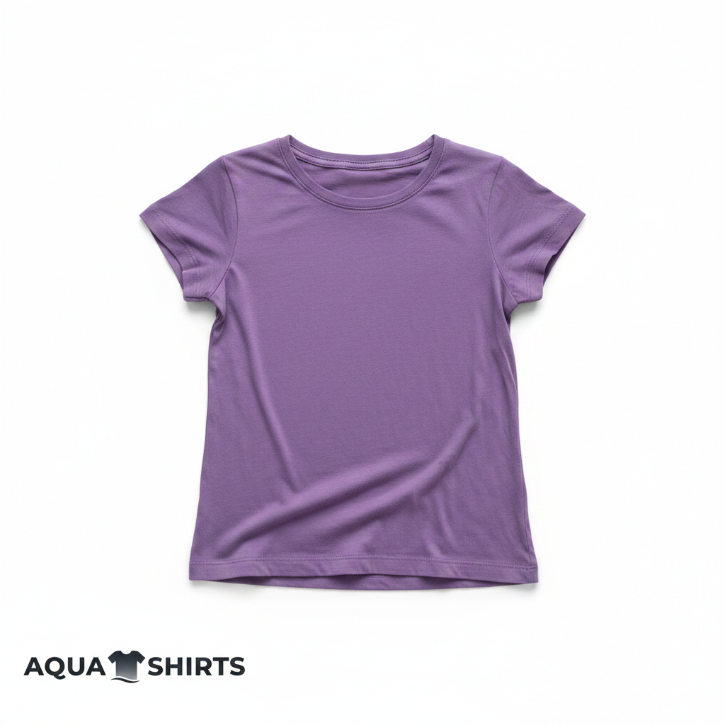 Girls Pretty Purple Cotton T-Shirt on white background - Aqua Shirts